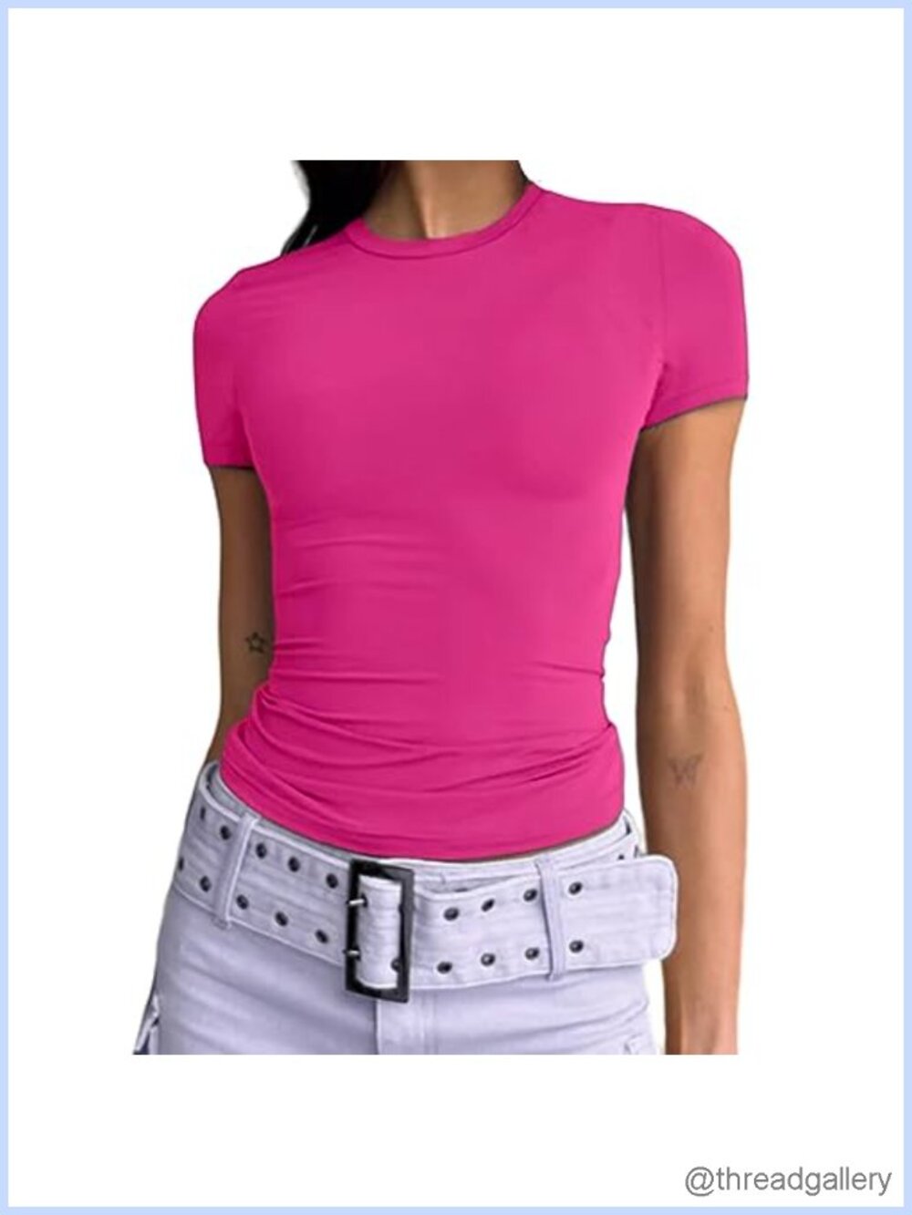 Womens Modal Short Sleeve Crewneck Crop Top Workout Basic